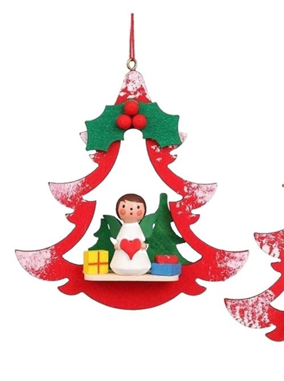 Christian Ulbricht Erzgebirge Angel Red Tree Wood Christmas Ornament Germany